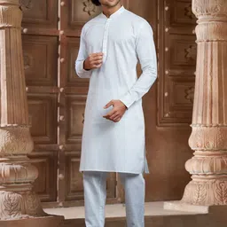 EKATVA ETHNIC Mandarin Collar Straight Pure Cotton Kurta With Pyjamas image 3