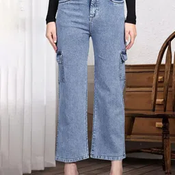 DressBerry Women Comfort Straight Fit High-Rise Light Fade Acid Wash Stretchable Jeans-picture-11