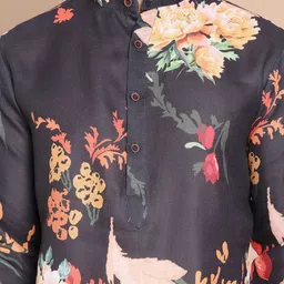 Jompers Men Floral Printed Regular Pure Cotton Kurta with Pyjamas image 2