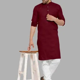 ANUJ FASHION Men Maroon Mandarin Collar Kurta-picture-23