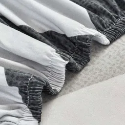 HOUSE OF QUIRK Grey & White Single Seater Printed Polyester Sofa Cover With Arms image 4