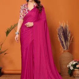 VISHNU CREATIONS Solid Saree With Blouse Piece-image-32