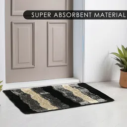 Kuber Industries Black & Grey 2 Pieces Printed Anti-Slip Doormats image 3