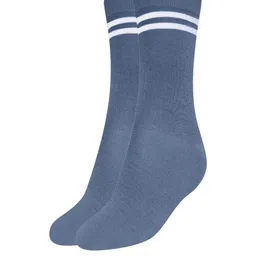 MUKHAKSH Boys Pack of 3 Pairs Grey Socks with White Stripes Border image 2