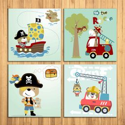 Wens Cartoon Sparkle Laminated Wall Panels Set of 4 - Multicolour-picture-26