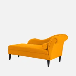 febonic Rana velvet LHS Chaise Lounger In Saffron Yellow Colour image 3