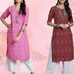 Ethnic basket Women Pack Of 2 Multicoloured Crepe Kurtas-picture-41