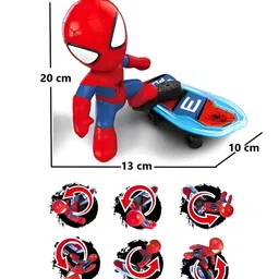 OPINA Kids Spider Man Skateboard Sliding Plate Toy With Auto-Turning Action & LED Light image 5