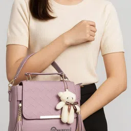 CANDY BAGS Women Textured Crossbody Tasselled Satchel Bag image 5