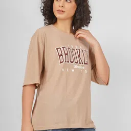 MIMID Women Typography Printed Pockets T-shirt-image-6