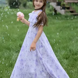 BAESD Floral Print Cold-Shoulder Layered Georgette Maxi Dress image 4