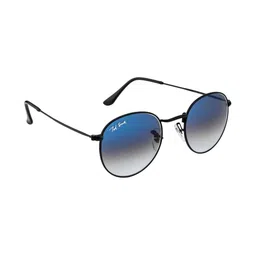 Ted Smith Unisex Blue Lens & Black Round Sunglasses with image 2