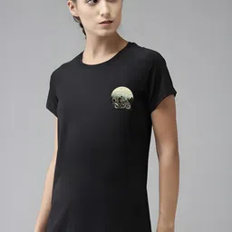 DressBerry Women Black Polyester Printed Tshirts image 4