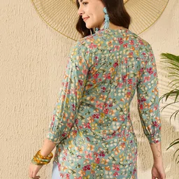 KALINI Floral Print Mandarin Collar Top image 4