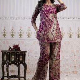 RANGREAL Printed Pure Cotton Tunic & Palazzo Co-Ords image 4