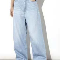 ONLY Women Wide Leg Mid-Rise Mildly Distressed Heavy Fade Non Stretchable Jeans-image-70