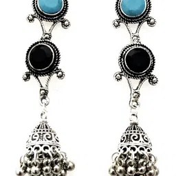 Yash Jewels Emporiums Silver-Plated Stones Studded and Beads Beaded Dome Shape Jhumka-picture-23