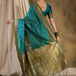 Desi Fusion Woven Design Zari Saree image 4