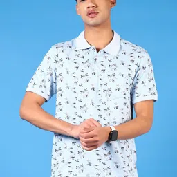 V-Mart Men Printed Polo Collar Applique T-shirt-image-43