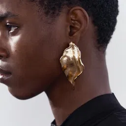 Niska Stainless Steel Gold-Plated Contemporary Drop Earrings-image-34