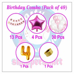 Shopperskart 4th Birthday Decoration Combo Pink - Pack of 49 image 2