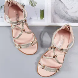 Cute Walk by Babyhug Party Wear Sandals Studded Detailing - Golden image 2