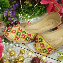 Fulkari Women Embellished Ethnic Mojaris Flats image 5