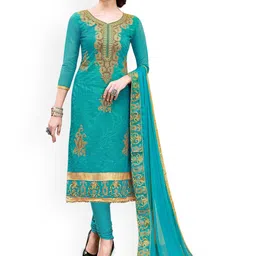 HERE&NOW Floral Embroidered Modal Cotton Unstitched Dress Material-picture-12