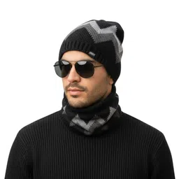 iSWEVEN Unisex Printed Woollen Beanie image 2