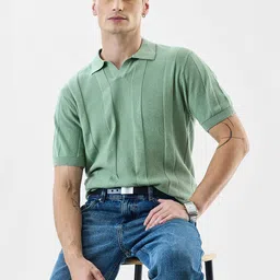 Snitch Men Self Design Polo Collar Pure Cotton T-shirt-picture-30