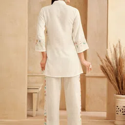 Kaftanize Floral Embroidered Shirt With Trouser Co-Ord Se image 2