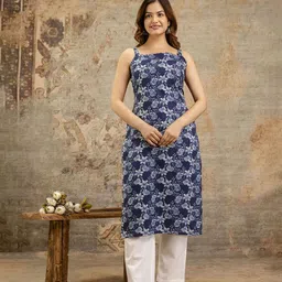 EthniFlair Women Floral Printed Cotton Straight Kurta-image-32