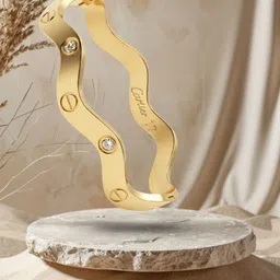 RKB Sales Women Cubic Zirconia Antique Gold-Plated Cuff Bracelet-picture-14