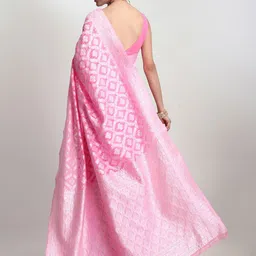 Janasya Floral Woven Design Zari Banarasi Saree image 3