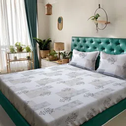Myntra Elegant Homes Grey & Black Printed 300 TC King Bedsheet Set 2.50 m x 2.25 m-image-59