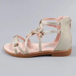 Cute Walk by Babyhug Party Wear Sandals Studded Detailing - Golden image 3