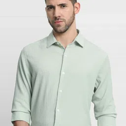 Mufti Men Slim Fit Solid Spread Collar Cotton Casual Shirt-picture-41