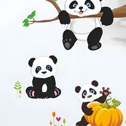 Asian royal Black & White Pandas Printed Wall Sticker-image-5