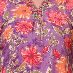 YASH GALLERY Women Floral Printed Regular Pure Cotton Kurta With Trousers And Dupatta image 2