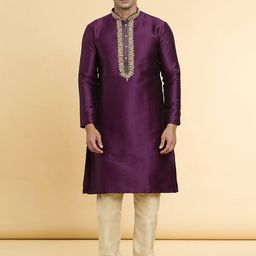 Arihant Rai Sinha Men Embroidered Regular Kurta with Churidar-picture-14