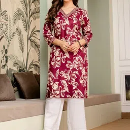 DAEVISH Women Ethnic Motifs Printed Mirror Work Kurta-image-16