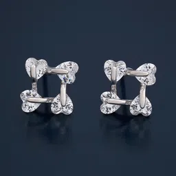 Kushal's Fashion Jewellery 92.5Silver Rhodium-Plated Heart Zircon Studs image 1