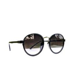 Jiebo Men Black Lens & Black Round Sunglasses with-picture-0