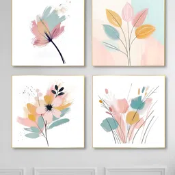 nestroots Elegant White & Blue 4 Pieces Canvas Blooming Flowers Paintings Wall Arts-picture-29