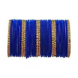 Adiba Fashion Factory Set Of 10 Blue Glass Artificial Stones Bangle-picture-29