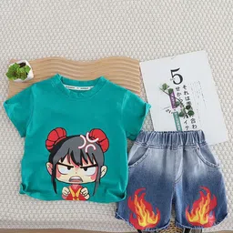 StyleCast x Revolte Boys Printed Pure Cotton T-shirt with Shorts Clothing Set-picture-32