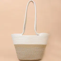 LULU & SKY Striped Structured Handheld Bag with Cut Work-picture-11