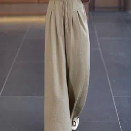 StyleCast Women Solid Loose Fit Easy Wash Pleated Culottes Trousers-image-89