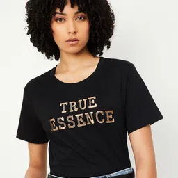 max Women Typography Printed Round Neck Pure Cotton T-shirt-picture-29