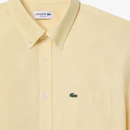 Lacoste Men Button-Down Collar Solid Cotton Casual Shirt image 4